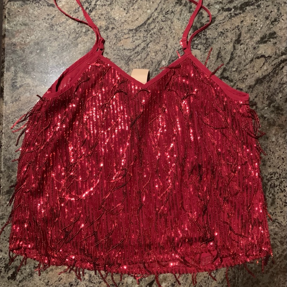 Red sequins party tank